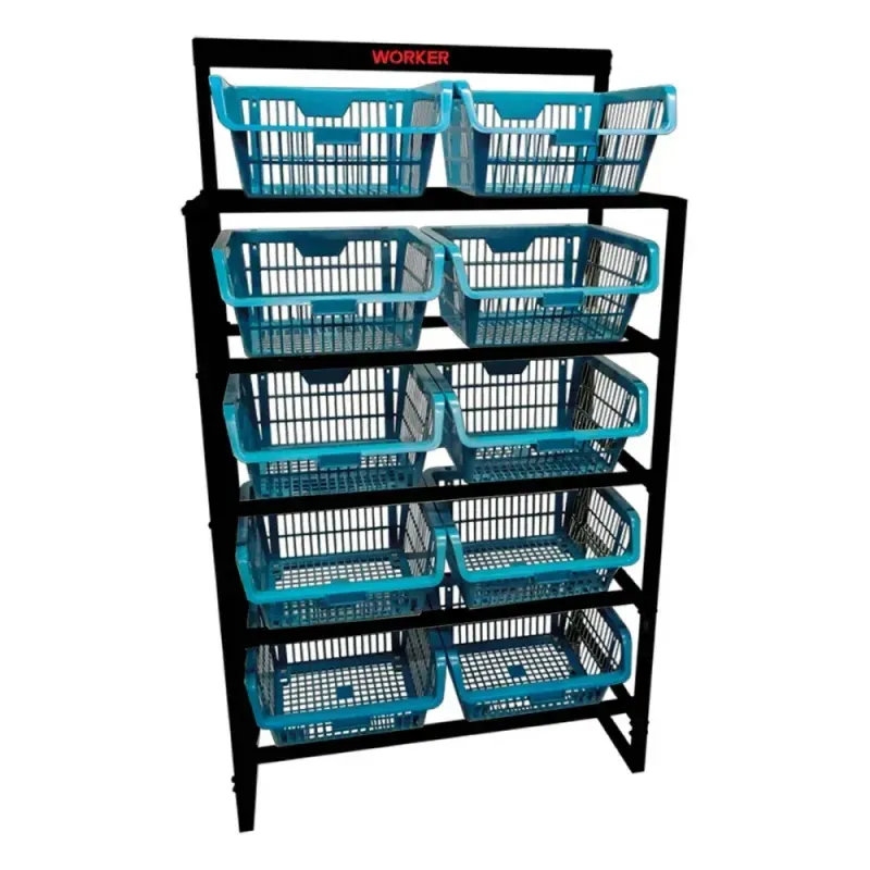 Estante-Expositor-Metalica-com-10-Cestos-Azul-Worker