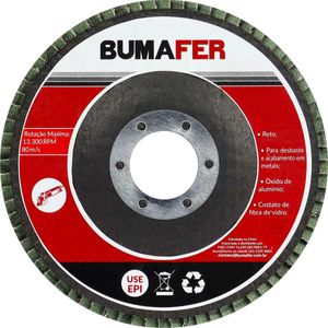 Disco Flap Reto G40 com 11 Peças 4.1/2" x 7/8" Bumafer
