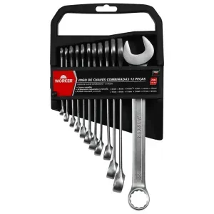 Jogo de Chaves Combinadas 6 a 22mm com 12 Peças Worker