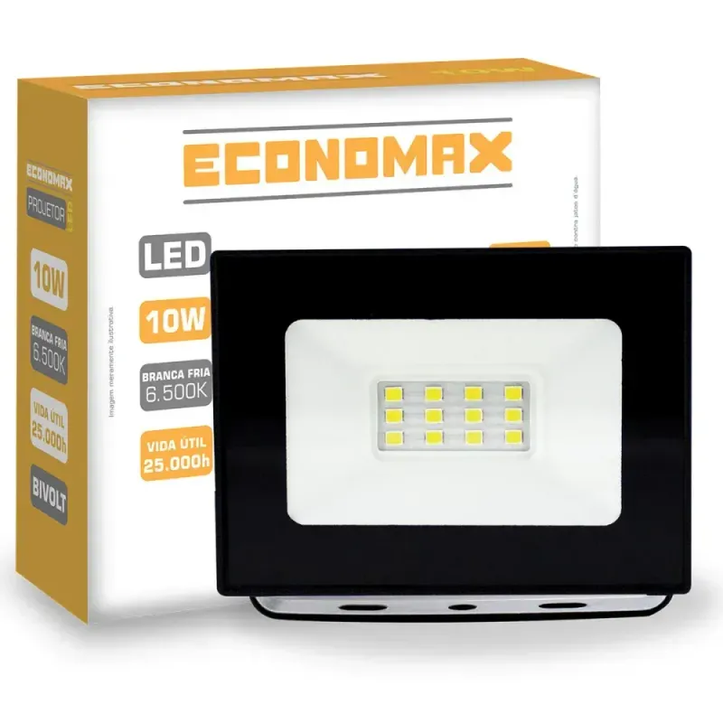 Refletor-de-LED-Preto-600lm-10W-6500K-Biv-Economax