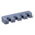 Suporte-Vassoura-em-Plastico-com-4 posicoes-e-5 ganchos-Kala