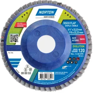 Disco Flap Quantum de Suporte Plástico G120 115x22mm Norton