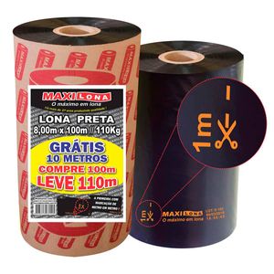 Lona Plástica Preta 8x100mm 110kg Maxilona