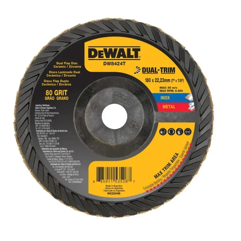 Disco-Flap-Dual-Trim-com-Camada-dupla-G80-7x7-8”-Dewalt