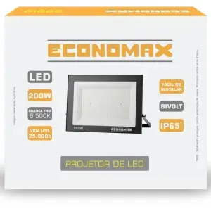 Refletor de LED Preto 12000lm 200W 6500K Biv Economax