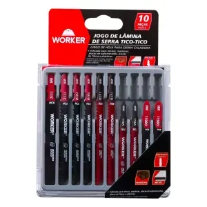 Jogo de Lâminas para Serra Tico-Tico para metal 10 peças WORKER
