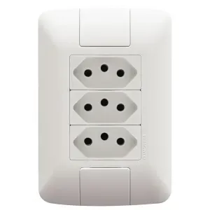 Conjunto de 3 Tomadas 2P+T Aria 20A Branco 250V Tramontina