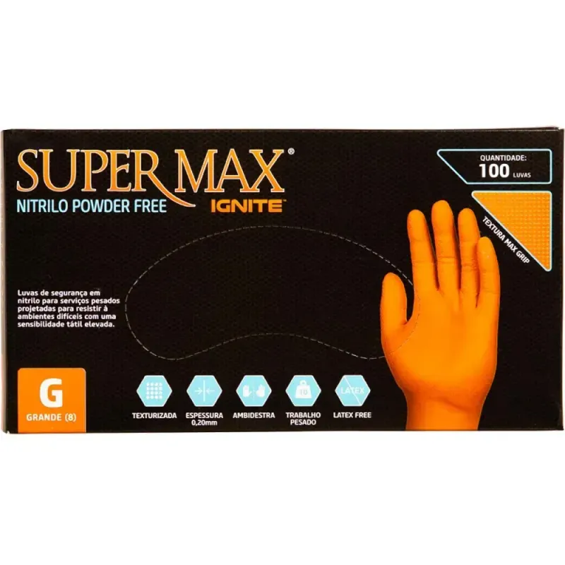 LUVA-PROCEDIMENTO-GD-ORANGE-IGNITE-100PCS