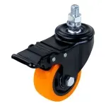 Rodizio-Parafuso-Poliuretano-com-Freio-40mm-Laranja-Worker