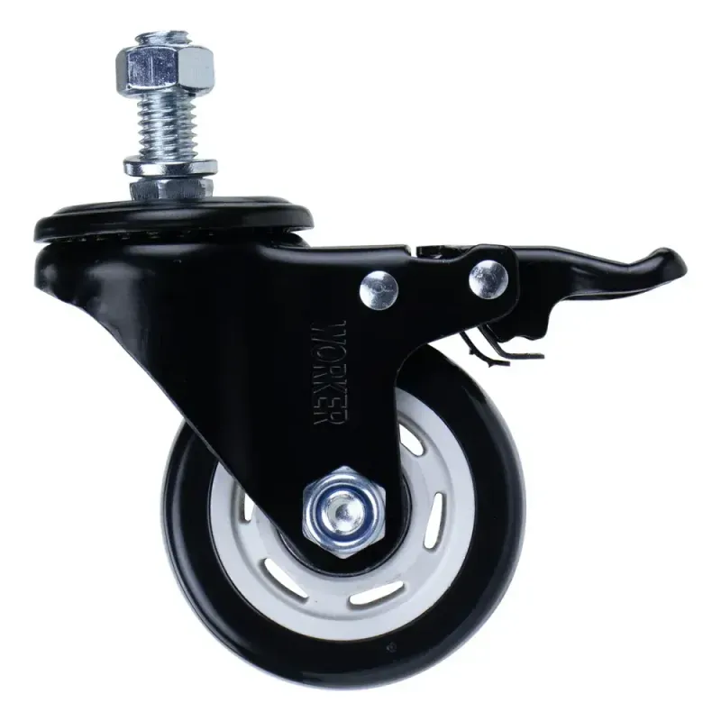Rodizio-Parafuso-com-Freio-Poliuretano-150mm-Preto-Worker