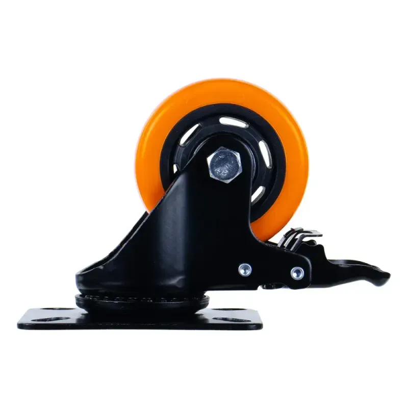 Rodizio-Giratorio-Poliuretano-com-Freio-125mm-Laranja-Worker