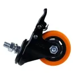 Rodizio-Parafuso-Poliuretano-com-Freio-150mm-Laranja-Worker