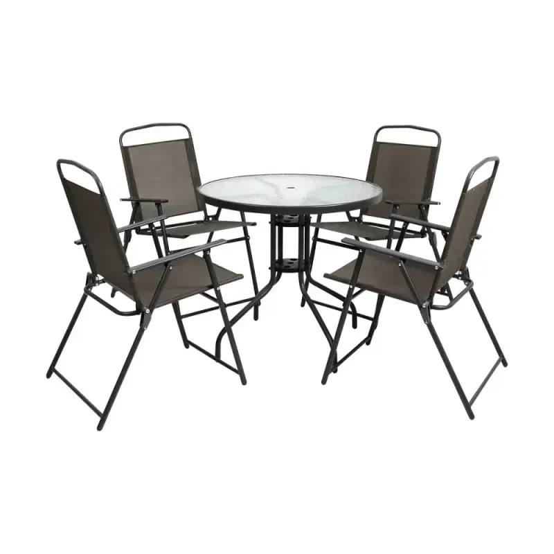 Conjunto-para-Jardim-Mesa-Tampo-de-Vidro-Cadeiras-e-Ombrelone-Kala
