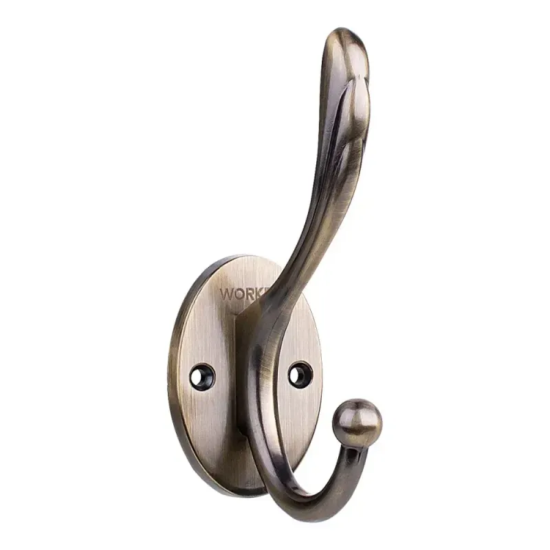 Gancho-de-Parede-Duplo-Aluminio---Cor-Latao-Antigo-Worker