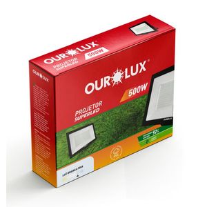 Refletor LED 500W Bivolt Preto IP65 Ourolux