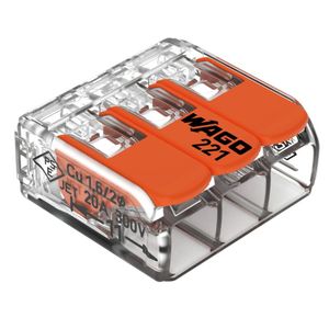 Conector Emenda 221 3 Derivações 4mm - 50 Peças Wago